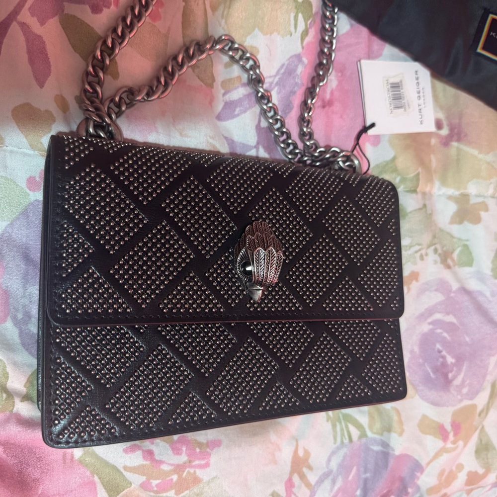 Kurt Geiger Black and Silver Quilted Shoulder Bag